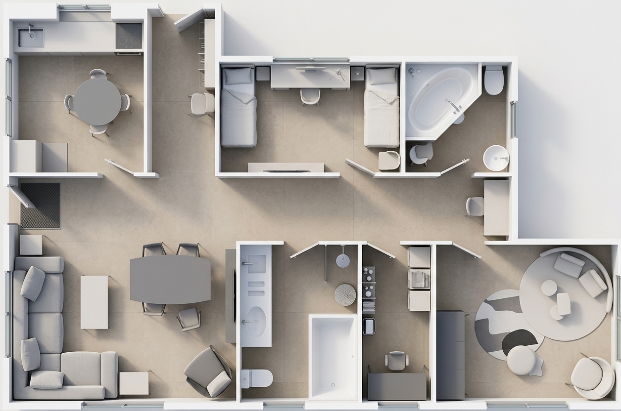 Modern 3D Floor Plan — AI render by MyHomeStyler