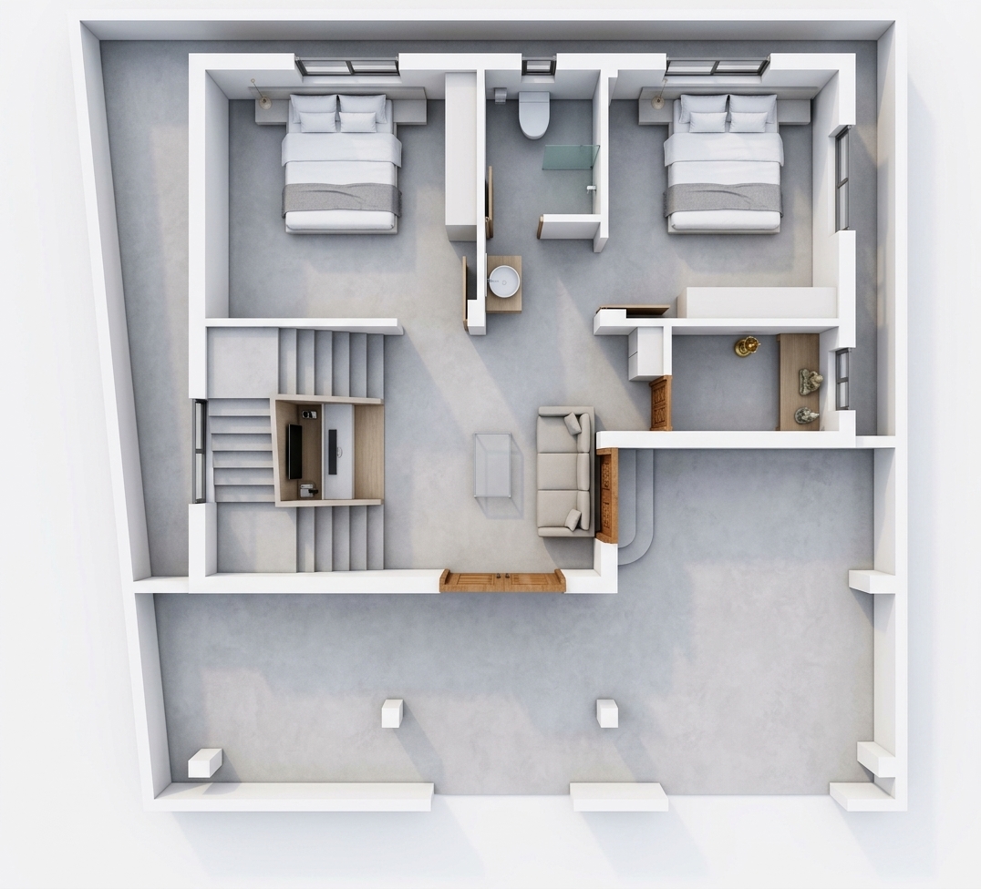 Modern 3D Floor Plan — AI render by MyHomeStyler
