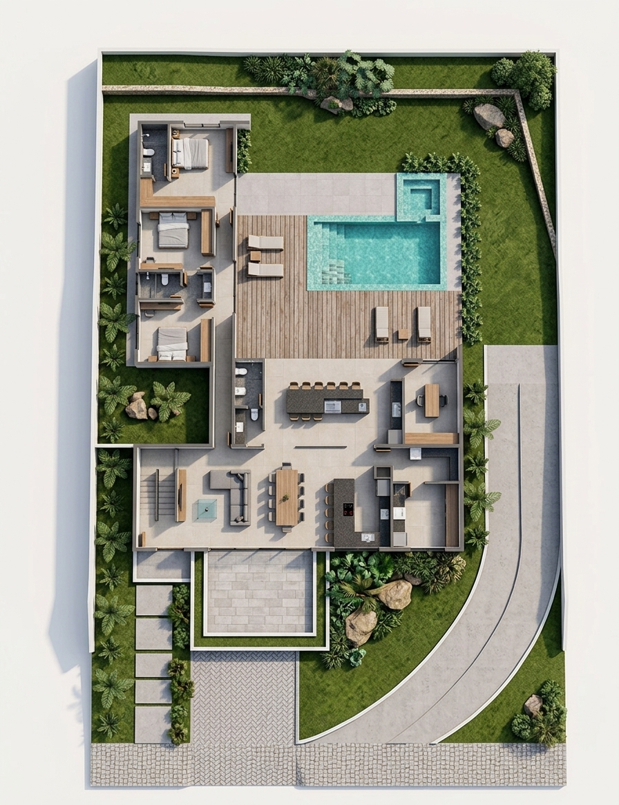 Modern 3D Floor Plan — AI render by MyHomeStyler