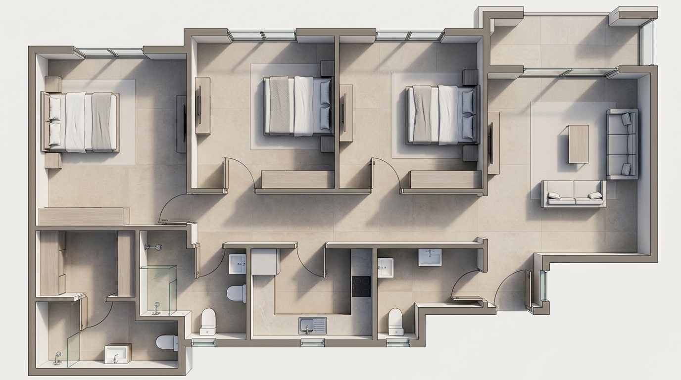 Modern 3D Floor Plan — AI render by MyHomeStyler