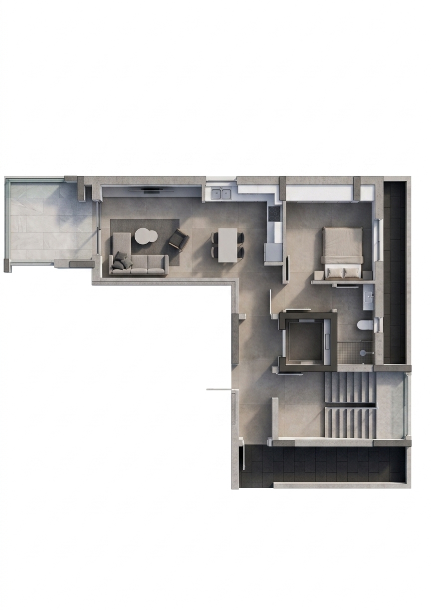 Modern 3D Floor Plan — AI render by MyHomeStyler