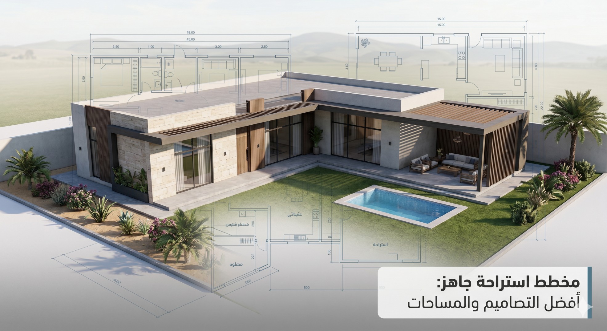 مخطط استراحة جاهز: أفضل التصاميم والمساحات + رسم بالذكاء الاصطناعي