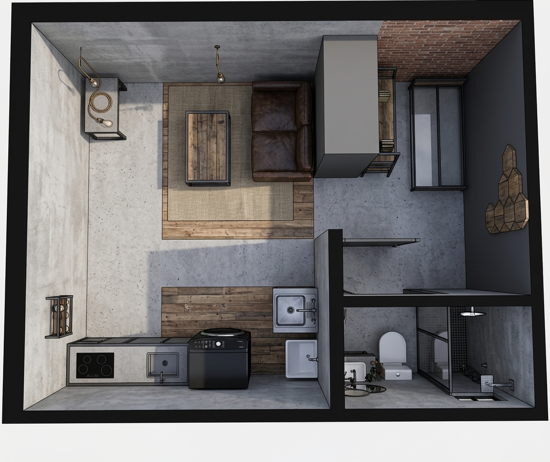 Modern 3D Floor Plan — AI render by MyHomeStyler