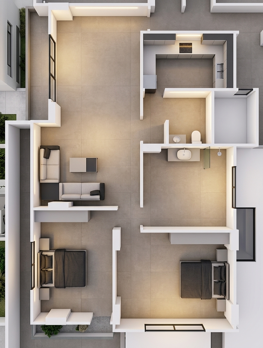 Modern 3D Floor Plan — AI render by MyHomeStyler