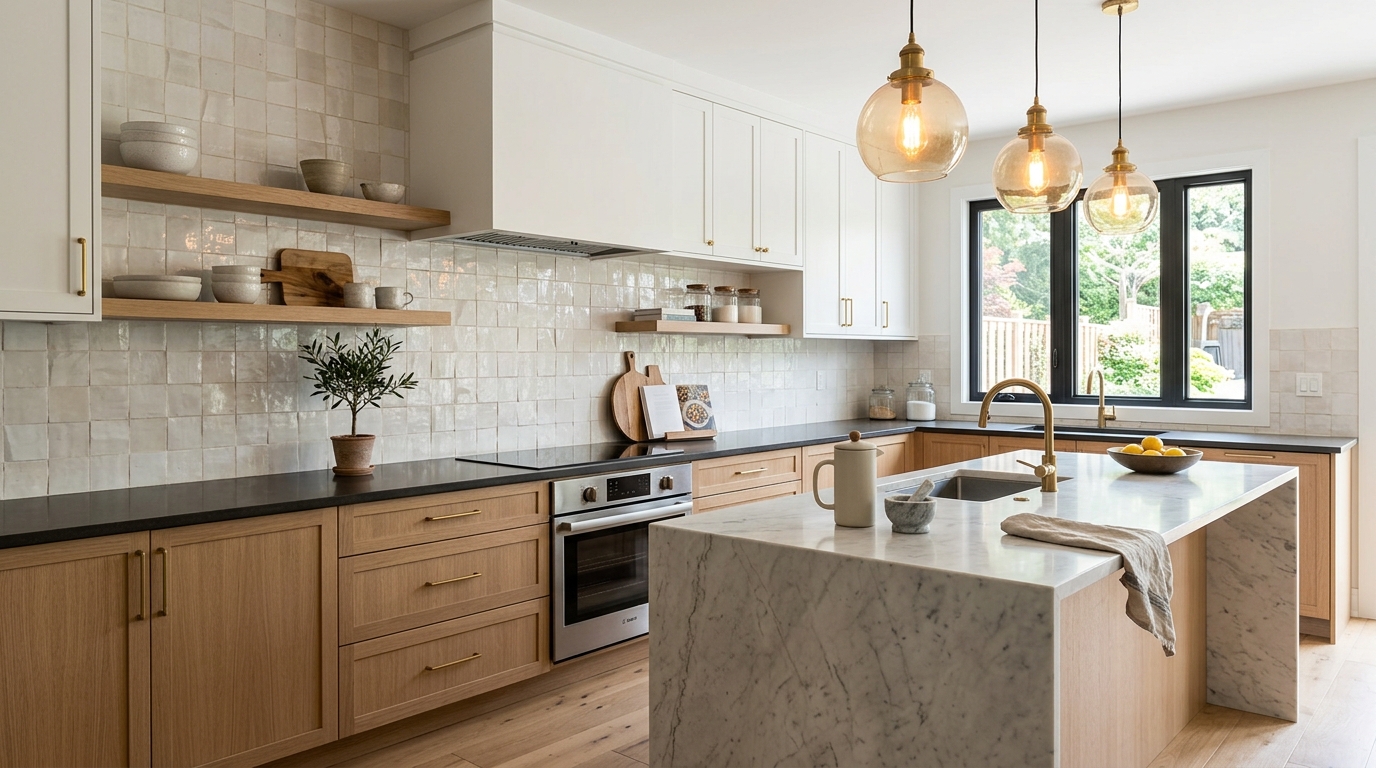 Últimas tendencias en azulejos para cocinas en una cocina moderna