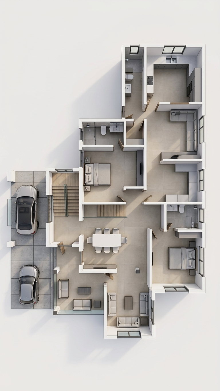 Modern 3D Floor Plan — AI render by MyHomeStyler