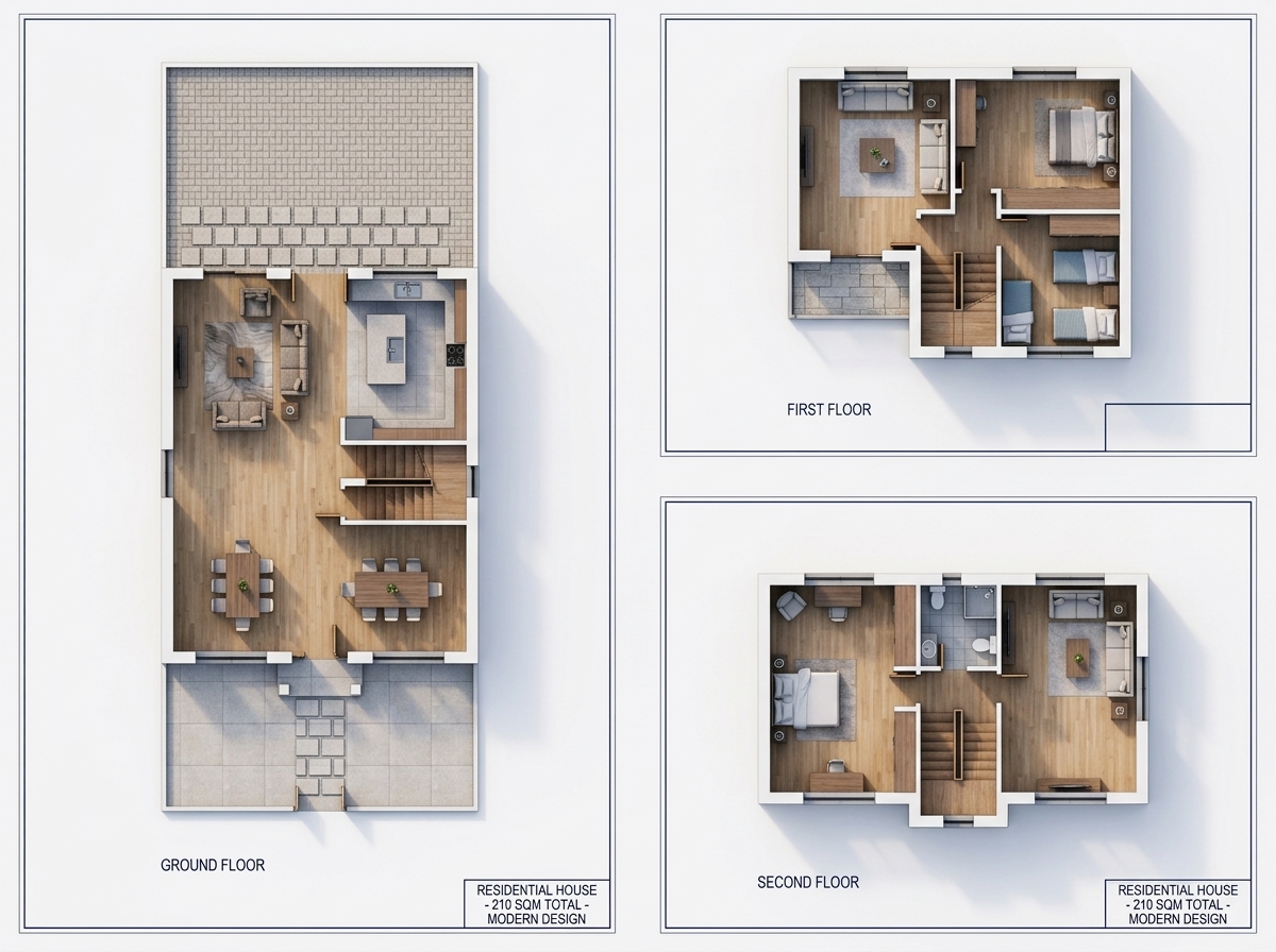 Modern 3D Floor Plan — AI render by MyHomeStyler
