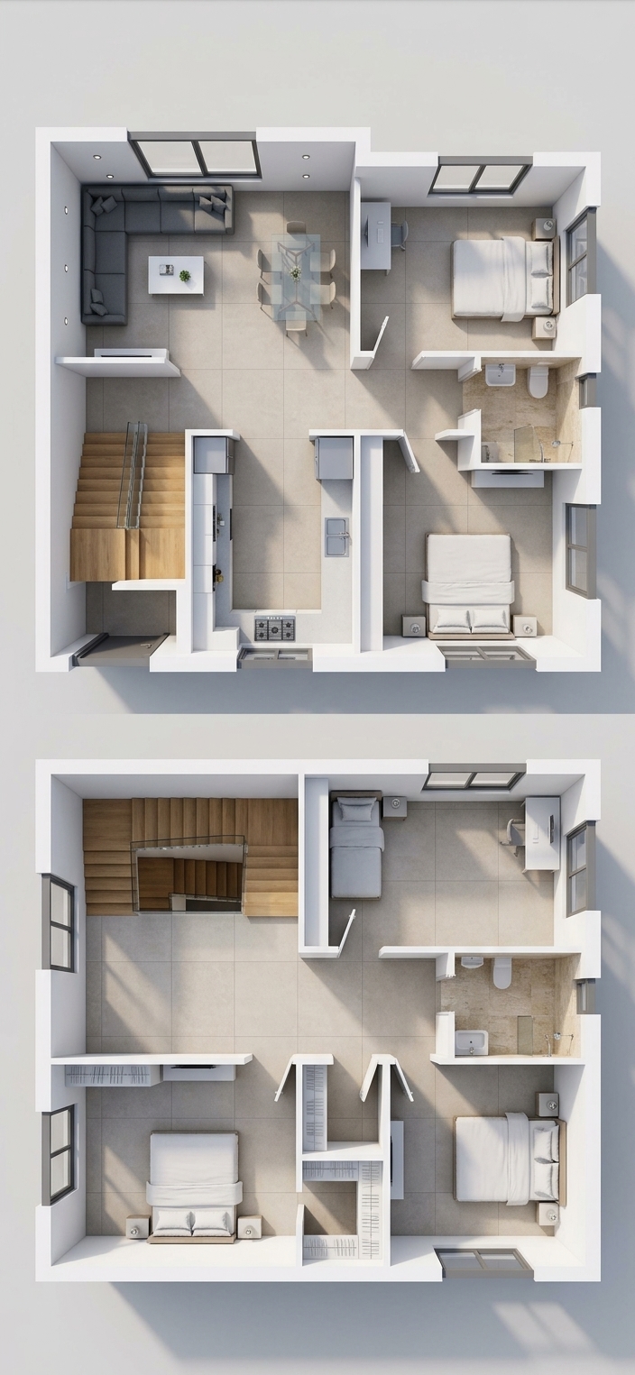 Modern 3D Floor Plan — AI render by MyHomeStyler