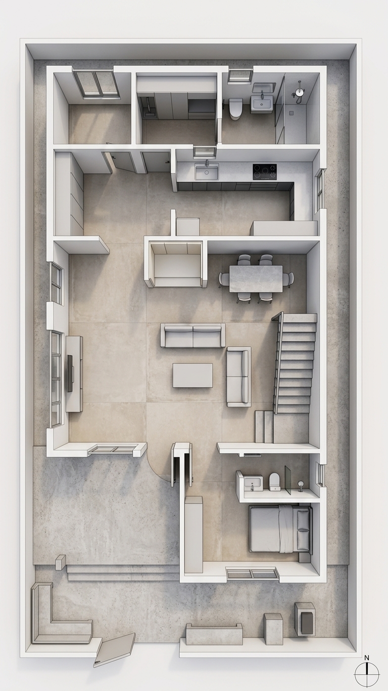 Modern 3D Floor Plan — AI render by MyHomeStyler