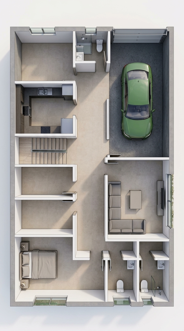 Modern 3D Floor Plan — AI render by MyHomeStyler