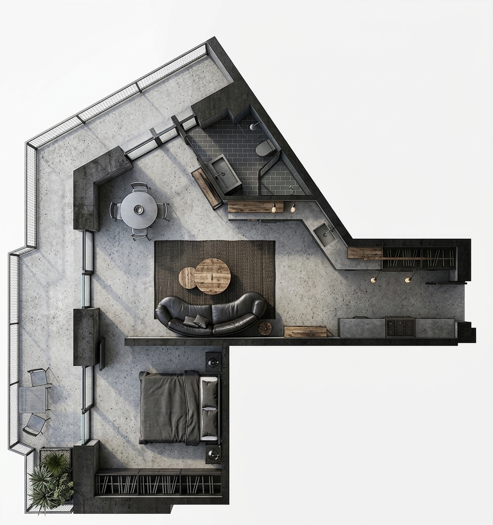 Modern 3D Floor Plan — AI render by MyHomeStyler
