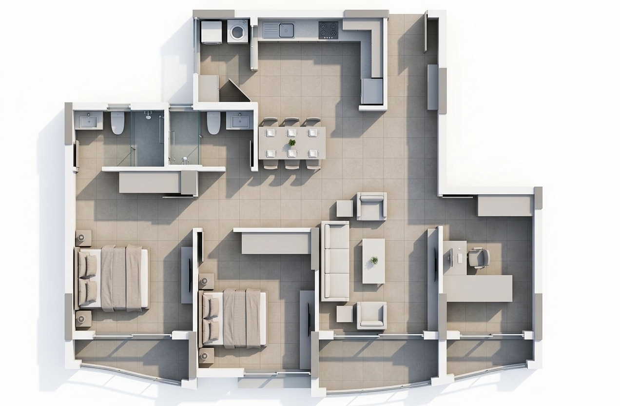 Modern 3D Floor Plan — AI render by MyHomeStyler