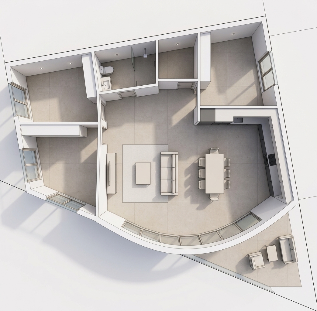 Modern 3D Floor Plan — AI render by MyHomeStyler