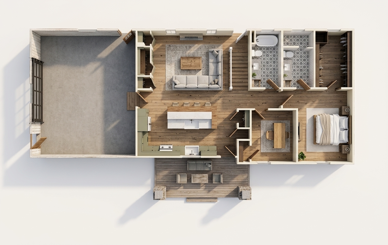 Modern 3D Floor Plan — AI render by MyHomeStyler