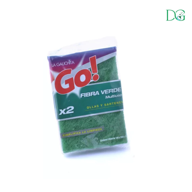 Esponja fuerte GO fibra verde x2