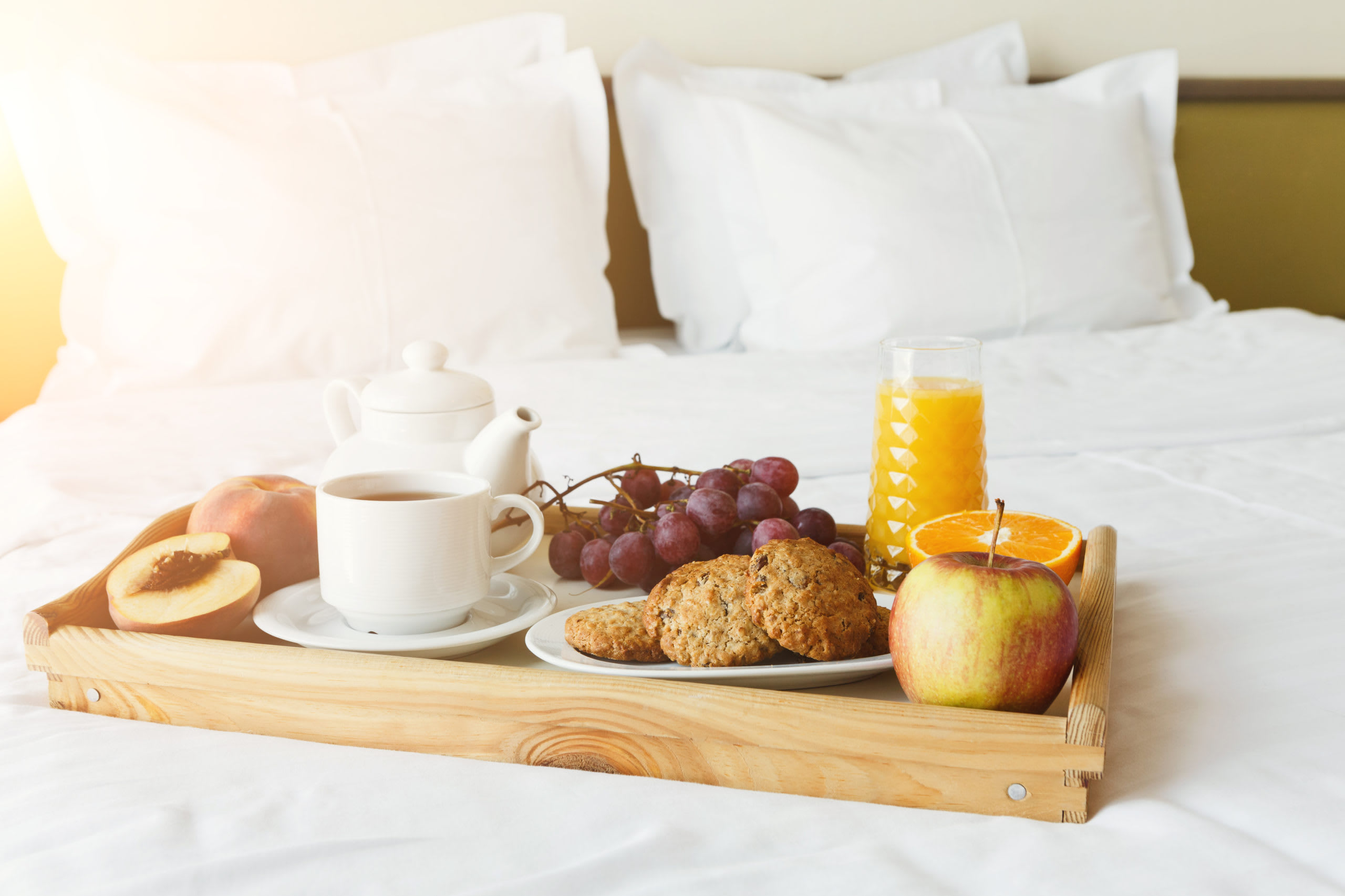 Healthy Complete Breakfast served in bed