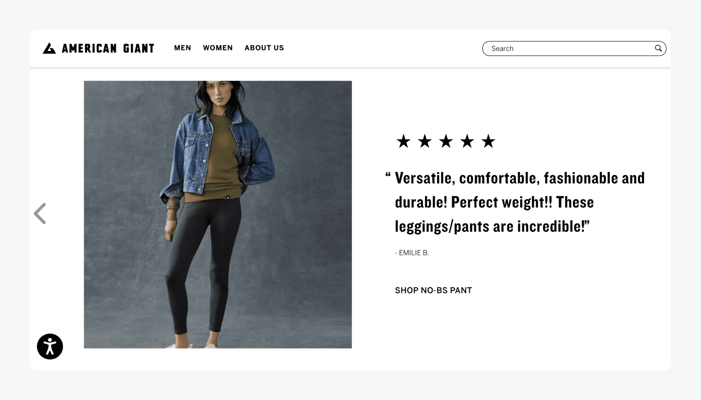 American Giant Shopify store