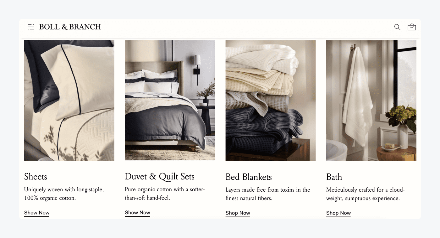 Boll & Branch Shopify store