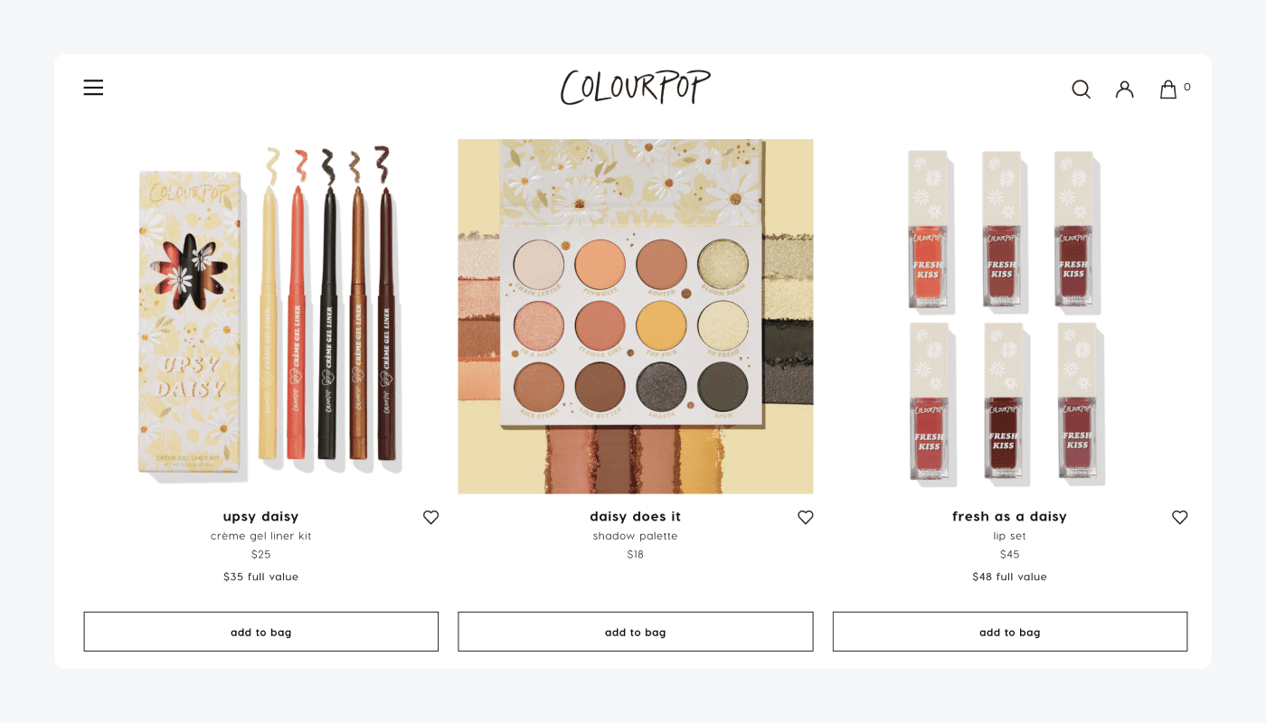ColourPop Shopify store