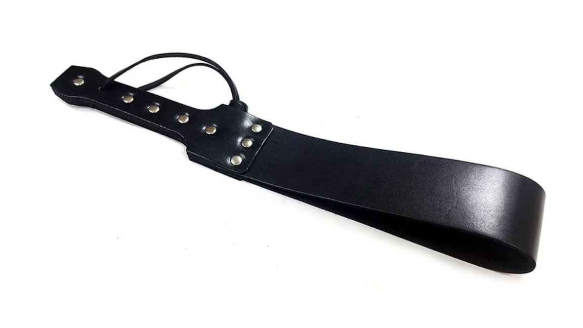 Black leather folded paddle