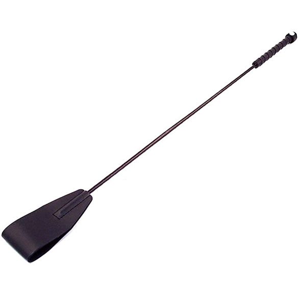 Black leather riding crop