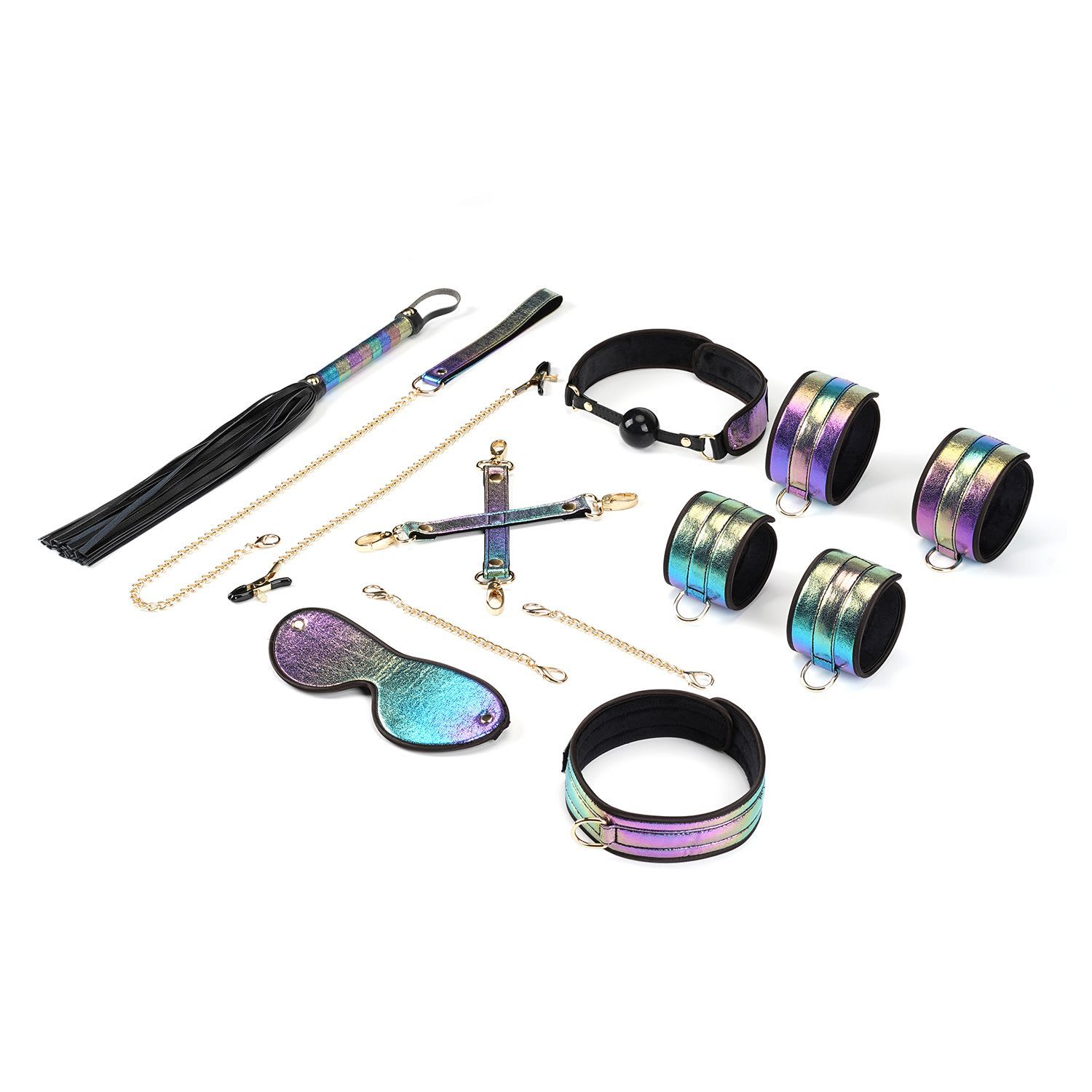 vivid rainbow 8pcs set purple glossy soft bondage set