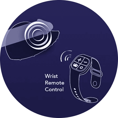 drawing showing that the pulse solo lux can be controlled by the accompanying wrist watch control