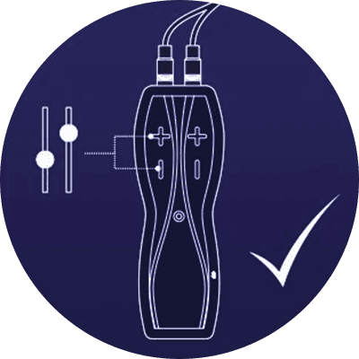 Basic drawing of Jett showing how to operate and where to find the power buttons on the device to allow for a hands free orgasm