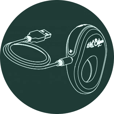 Drawing of how and where to charge the Atom