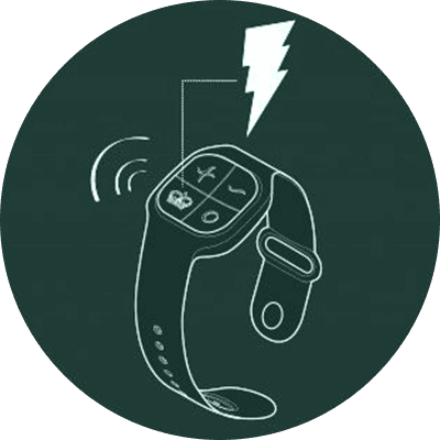 Illustration showing how to activate turbo mode from the watch remote