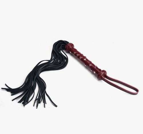 Red Wine Leather Heavy Studded Flogger