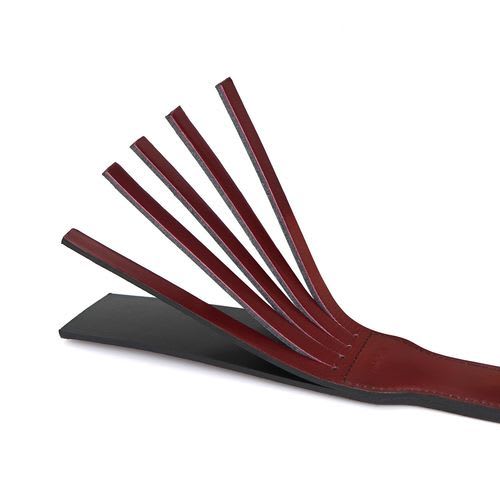 Red Leather Tawse Flogger showing the split side