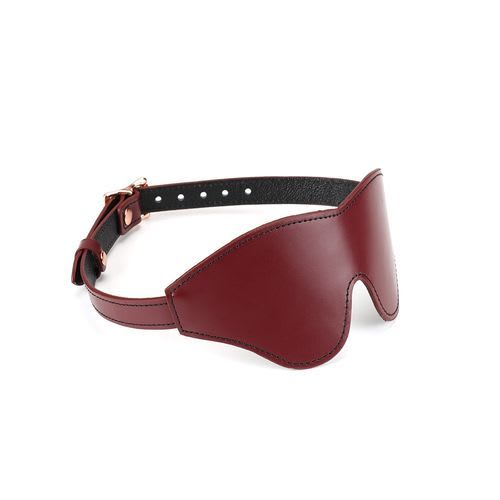 Red wine leather blindfold, side view