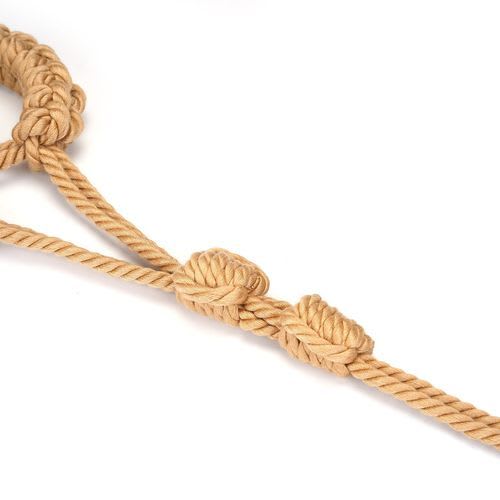 Bound You Shibari Bondage Rope wrist cuffs, focus on the size adjuster section