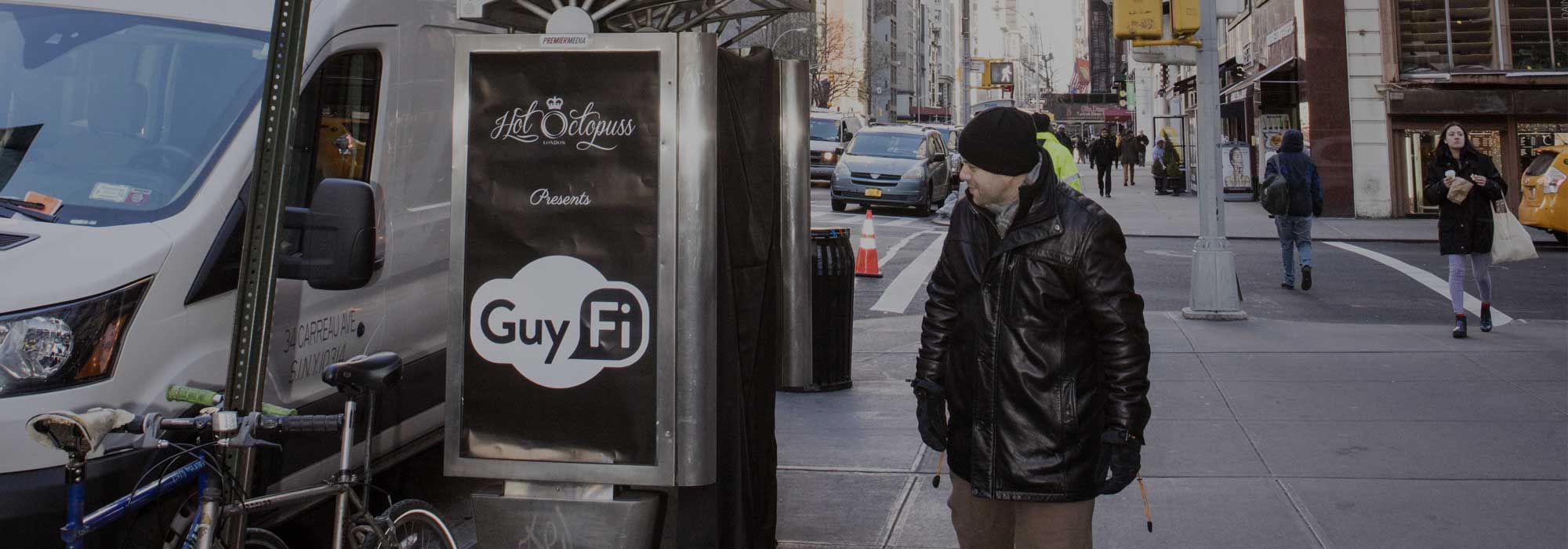 World’s First Male Stress Relief Booth in NYC ‘GuyFi Booth’