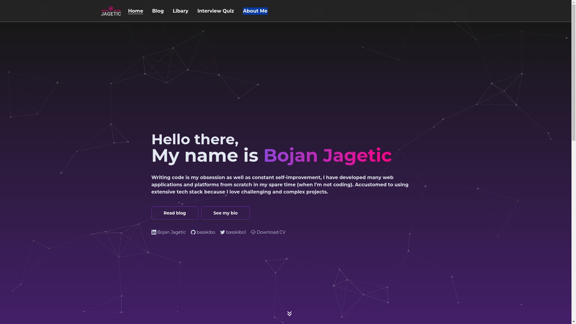 Landing page with Particles
