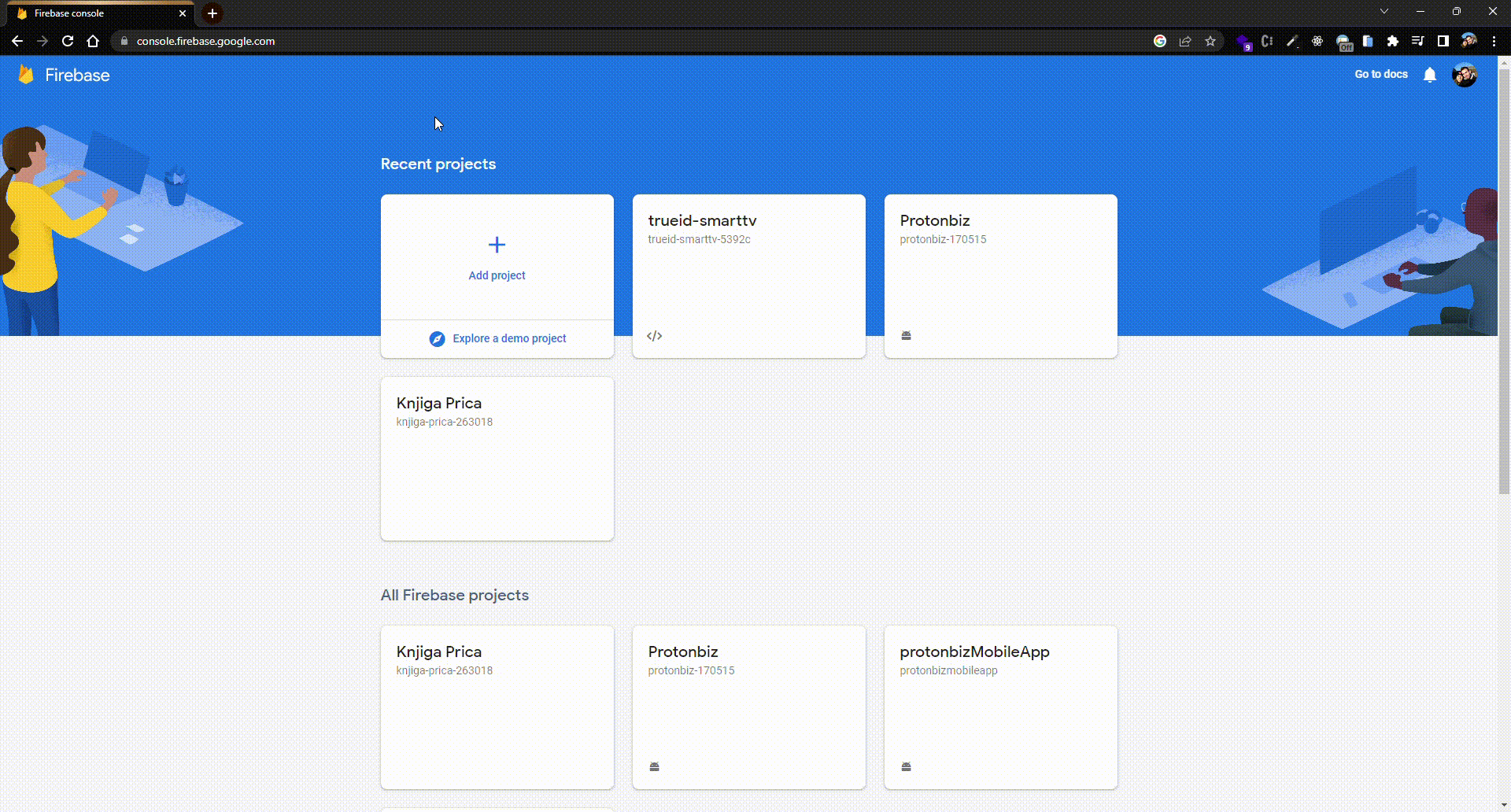 Representation of Firebase new project and app creation