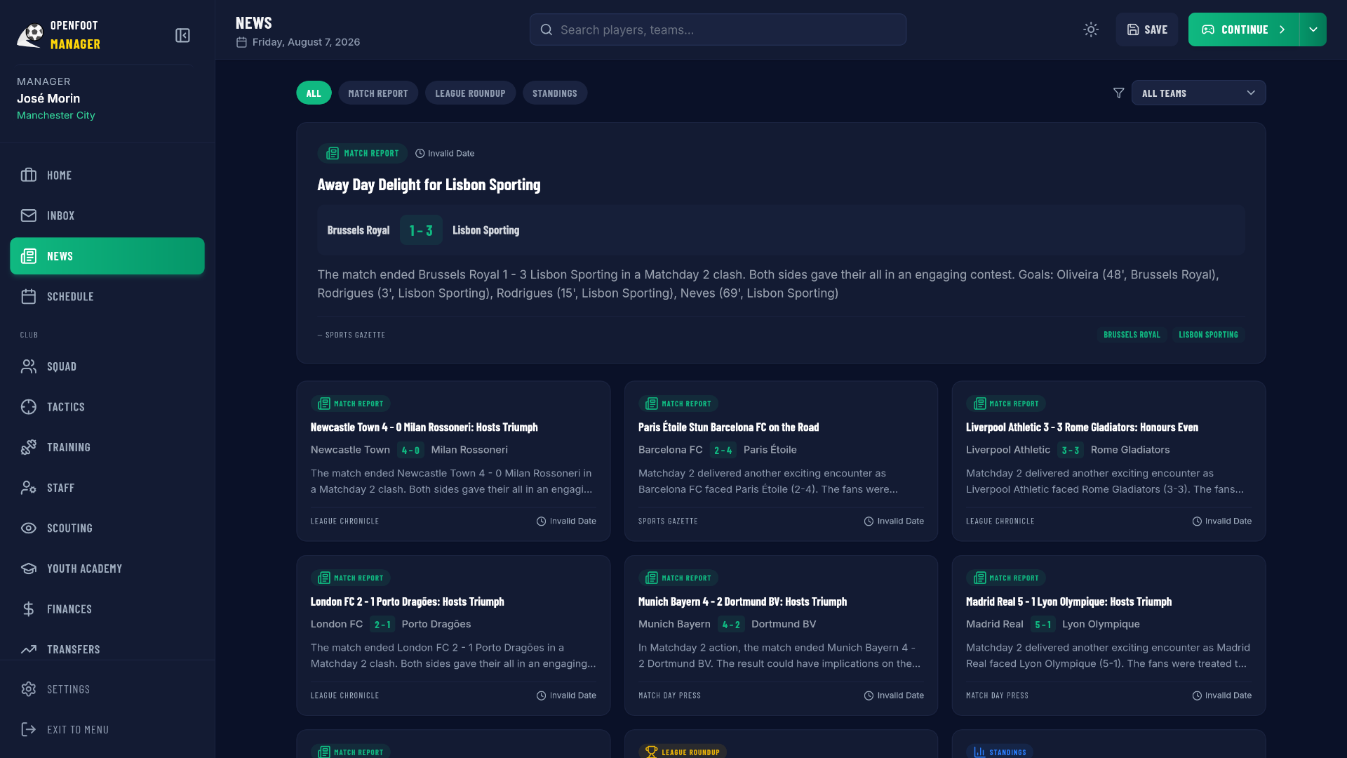 OpenFoot Manager banner — a game similar to BZFlag
