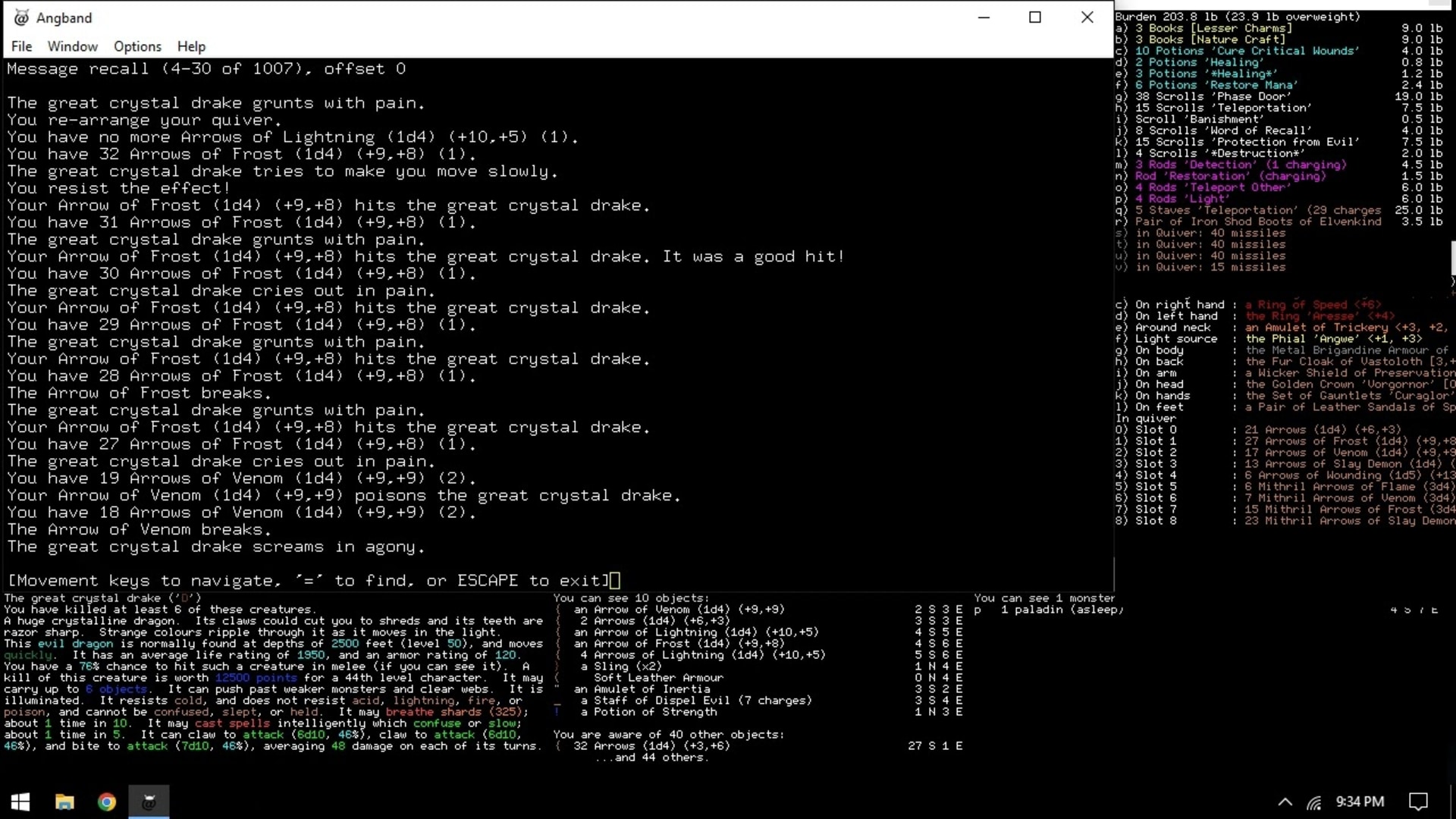 Angband gameplay screenshot 1