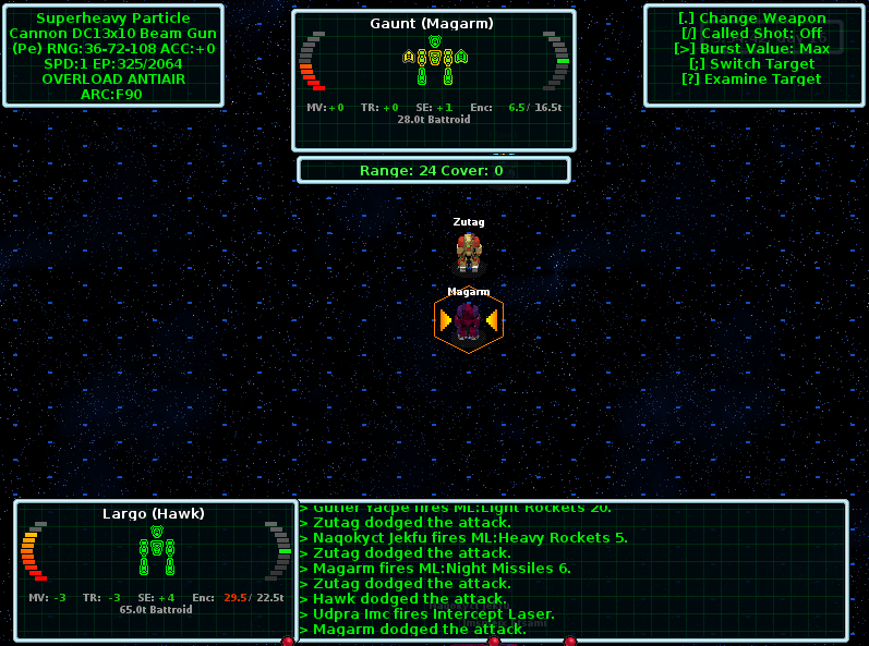 GearHead 2 space map and party interface