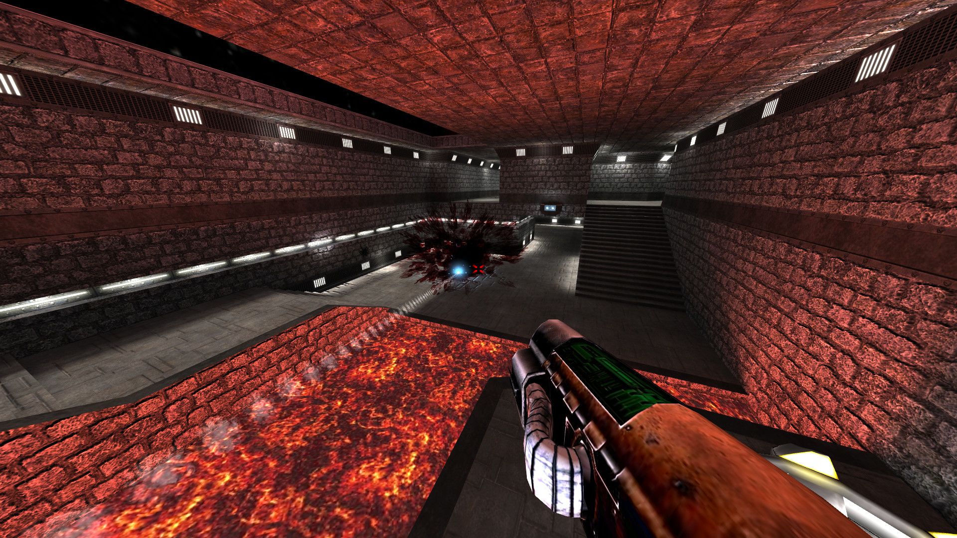 Rexuiz first-person lava arena