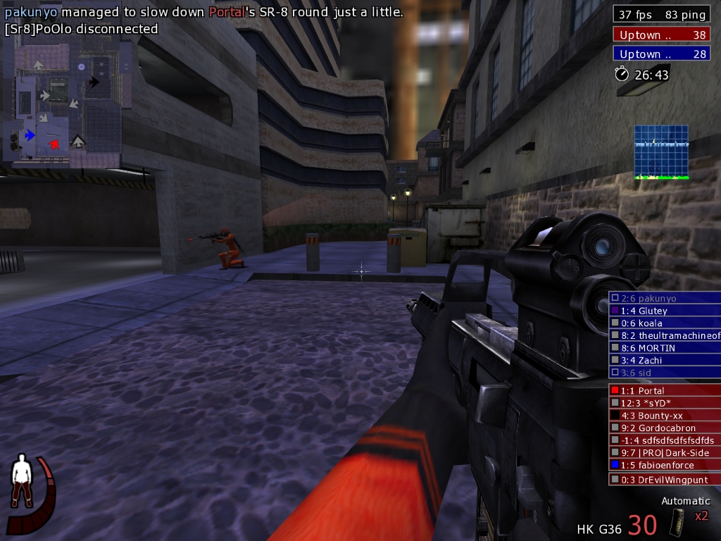 Urban Terror team combat on the Uptown map