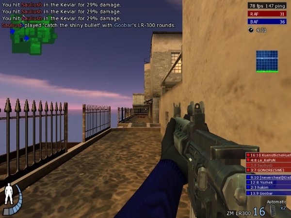 Urban Terror multiplayer balcony firefight