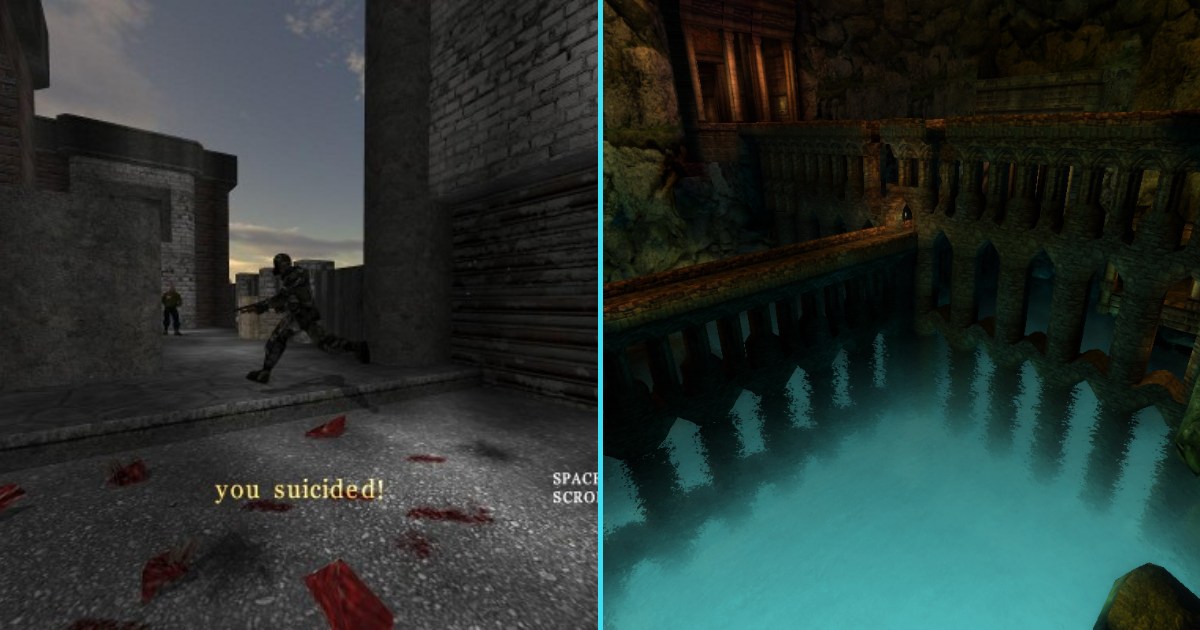 AssaultCube and Cube 2 Sauerbraten gameplay side by side