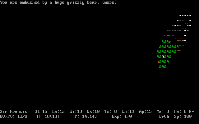 ADOM classic gameplay screen