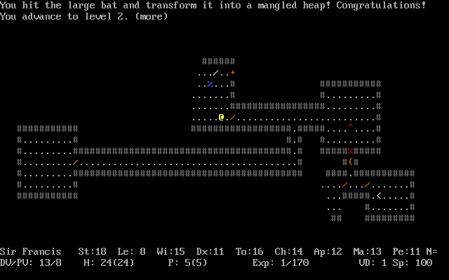 ADOM classic dungeon and status display