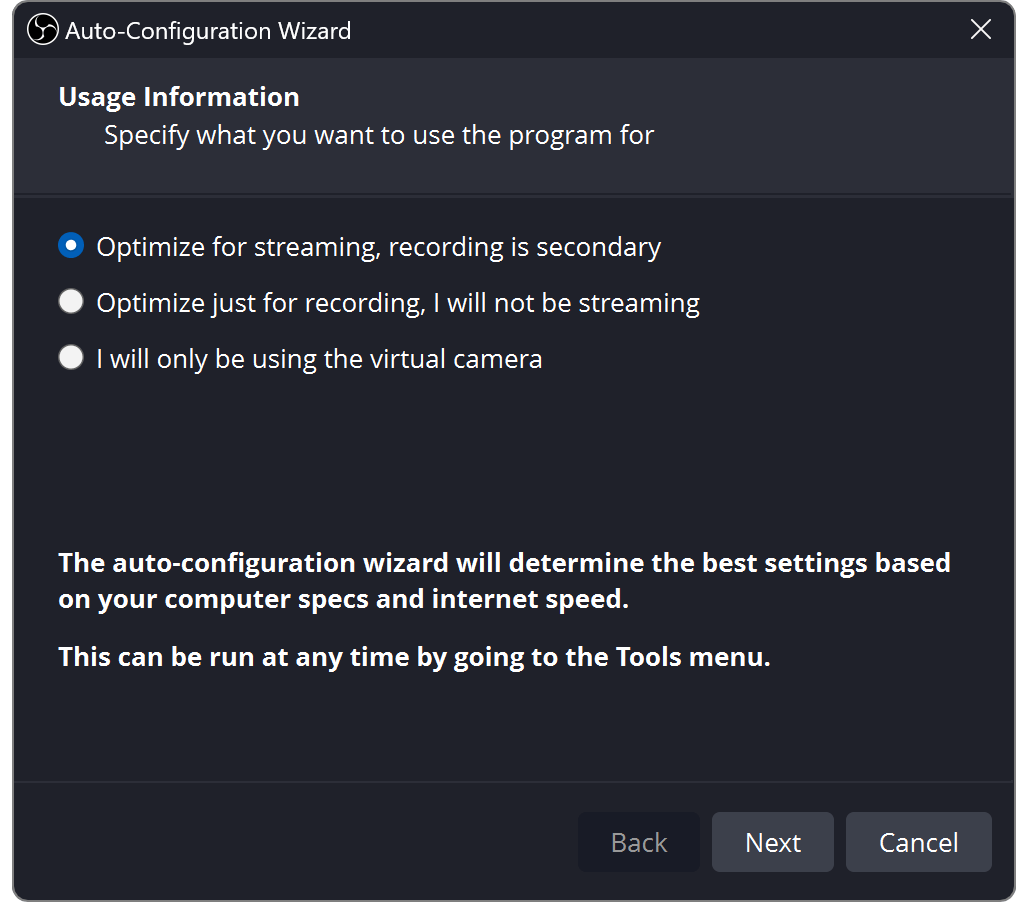 OBS Studio actual software interface screenshot