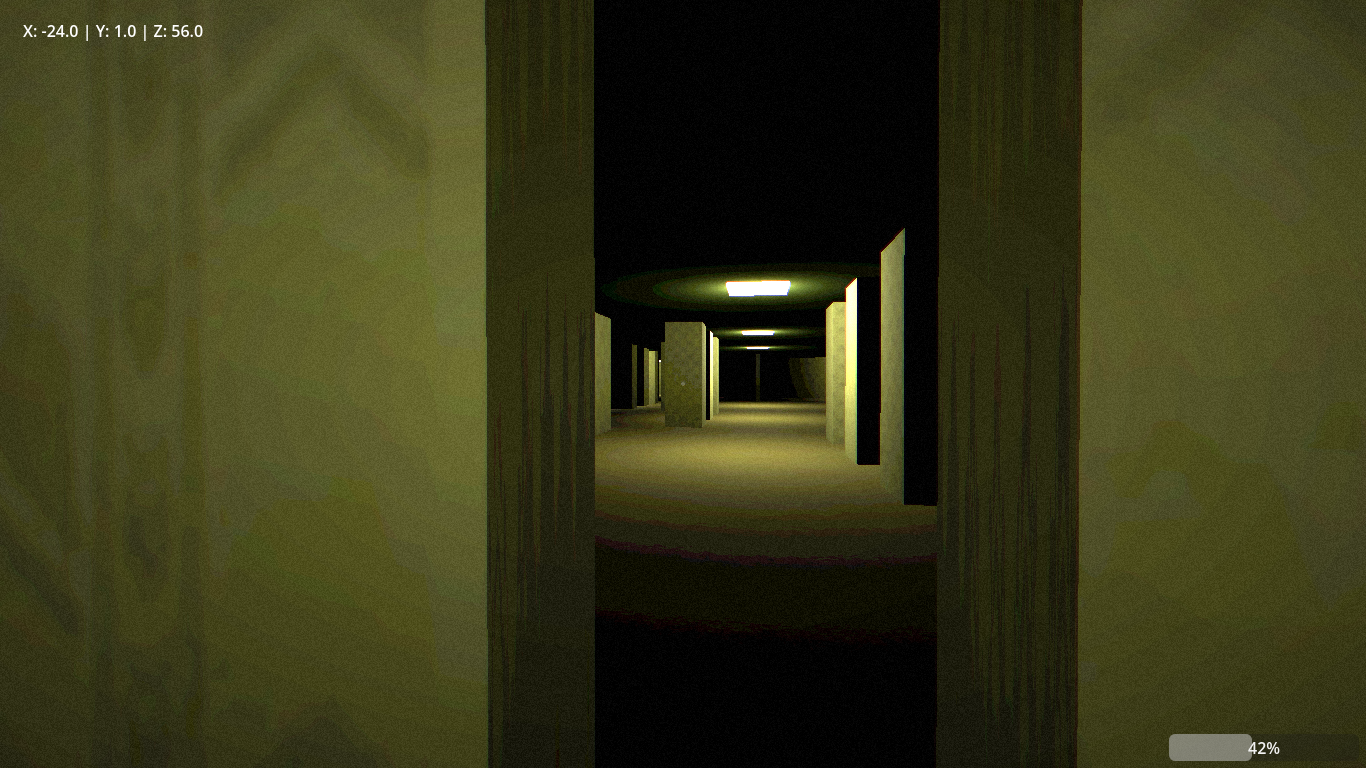 Die Hinterzimmer view through a narrow wall opening