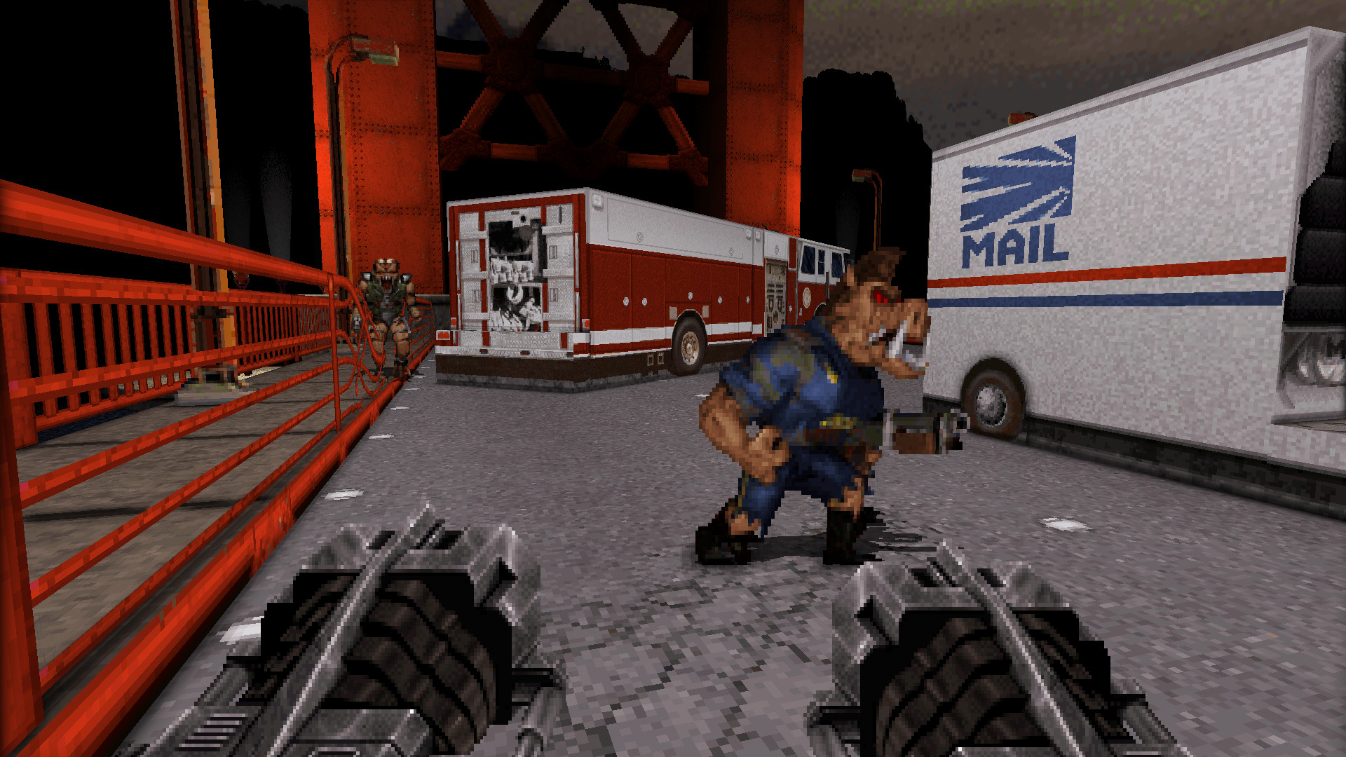 Duke Nukem 3D: 20th Anniversary World Tour. Official publisher screenshot showing an urban combat space.