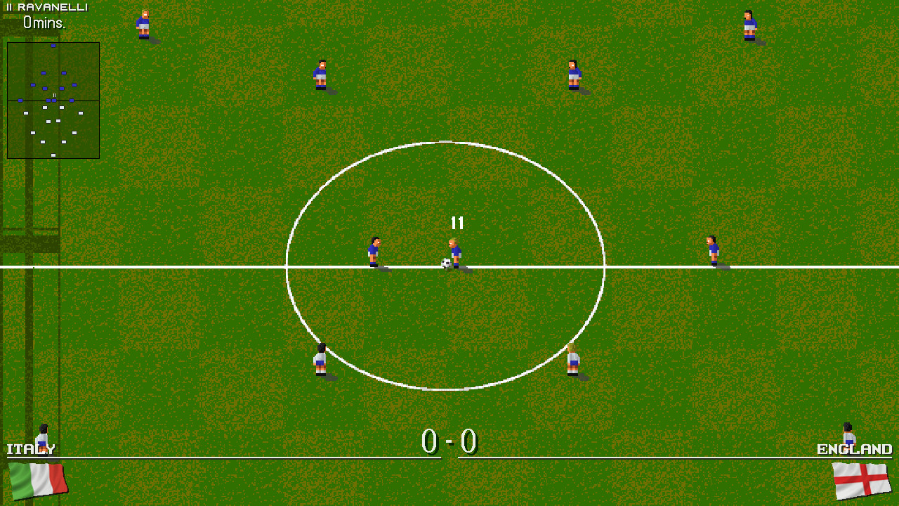 YSoccer historical official screenshot showing a football kickoff.